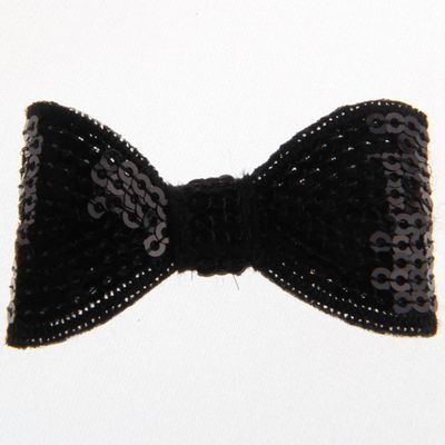 20Pcs Sequin Hair Bow Accessories, 5CM, Shiny Sparkle Design for Headbands and Hair Clips (20Pcs Black, With Clip)