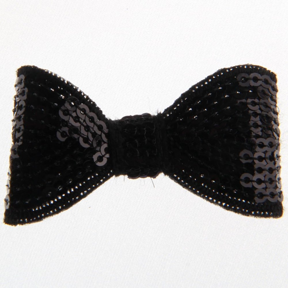 20Pcs Sequin Hair Bow Accessories, 5CM, Shiny Sparkle Design for Headbands and Hair Clips (20Pcs Black, With Clip)