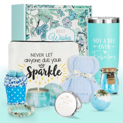 9PCS Relaxing Spa Gifts Basket Set for Women Blue Ocean, Self Care Gifts Mother Day's Gifts Idea for Birthday Gifts, Best Friends Sister Wife Girlfriend Coworker Teacher Employee