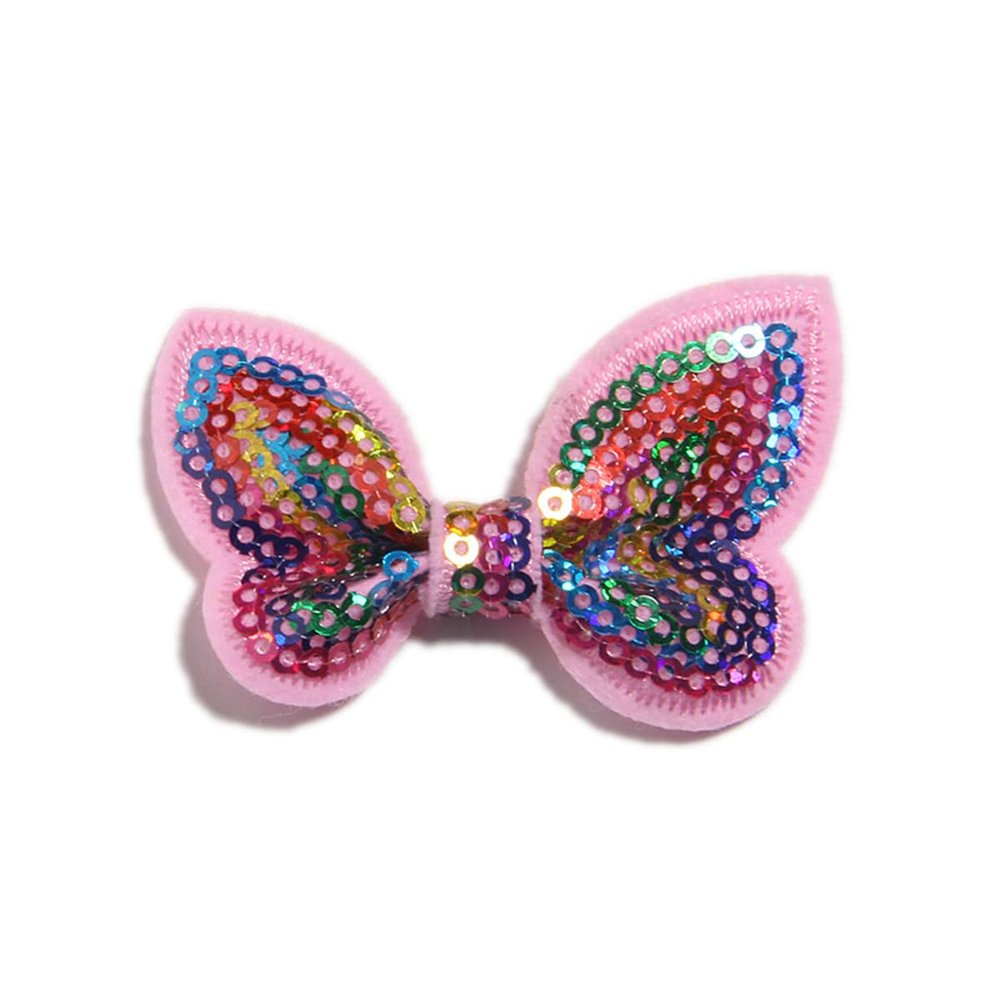 20Pcs 2.3" 6CM Mini Sequin Hair Bows For Headband Boutique Butterfly Shape Hair Bow For Headwear Accessories (20Pcs AB, With No Clip)