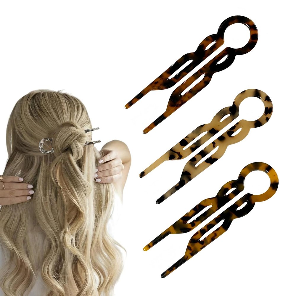 3PCS U-Shaped Hair Pins for Women  Non-Slip Hair Clips for Fine Thin Hair, Lightweight & Gentle on Hair, French Twist Hair Accessories