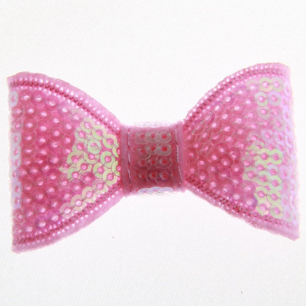 20Pcs Sequin Hair Bow Accessories, 5CM, Shiny Sparkle Design for Headbands and Hair Clips (20Pcs Lt Pink, With Clip)