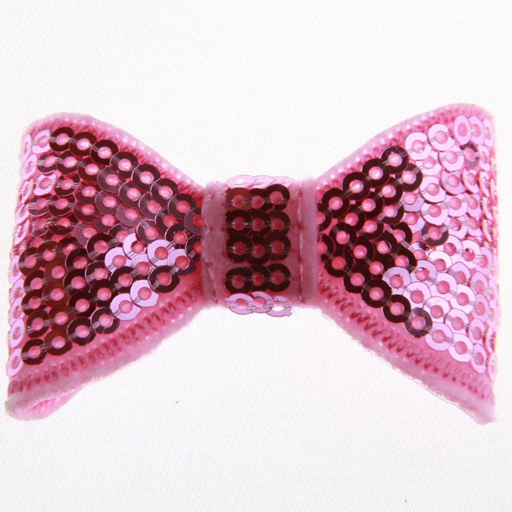 20Pcs Sequin Hair Bow Accessories, 5CM, Shiny Sparkle Design for Headbands and Hair Clips (20Pcs Pink, With No Clip)