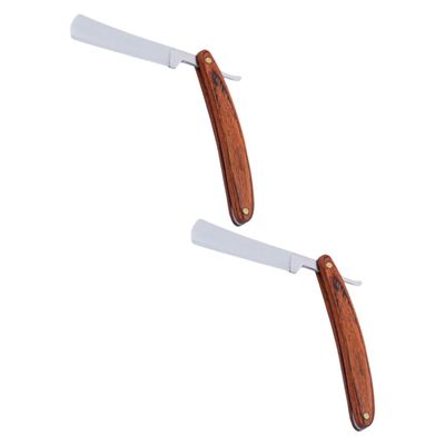 Gatuida 2pcs Vintage Wood Handle Razor for Men Double Edge Blade Beard Shaving Cutter Stainless Steel Men Shaving Razor