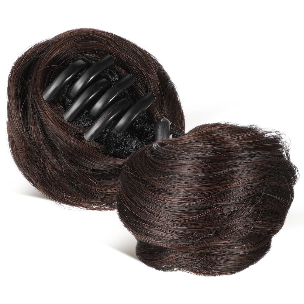 FOYTOKI 2pcs Hair Rings for Braids Bun Hair Extensions Claw Clip Messy Bun Clip Women