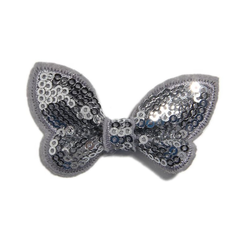 20Pcs 2.3" 6CM Mini Sequin Hair Bows For Headband Boutique Butterfly Shape Hair Bow For Headwear Accessories (20Pcs Gray, With No Clip)