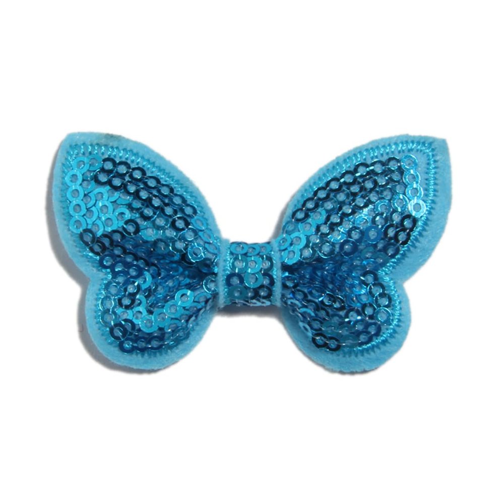 20Pcs 2.3" 6CM Mini Sequin Hair Bows For Headband Boutique Butterfly Shape Hair Bow For Headwear Accessories (20Pcs Blue, With No Clip)