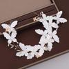 J3DFGFLR White Butterfly Headbands Gold Pearl Hairbands Wedding Hair Accessories Handmade Rhinestone Tiara Headdress Women Hair Jewelry view 1