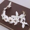 J3DFGFLR White Butterfly Headbands Gold Pearl Hairbands Wedding Hair Accessories Handmade Rhinestone Tiara Headdress Women Hair Jewelry view 3