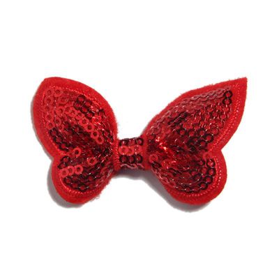 20Pcs 2.3" 6CM Mini Sequin Hair Bows For Headband Boutique Butterfly Shape Hair Bow For Headwear Accessories (20Pcs Red, With No Clip)