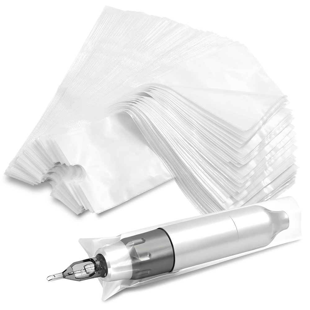 200pcs Tattoo Machine Covers Clear 7.5x2.7 Inch Tattoo Pen Covers Large Machine Bags Sleeves for Tattoo Machine Accessories, Kits & Supplies