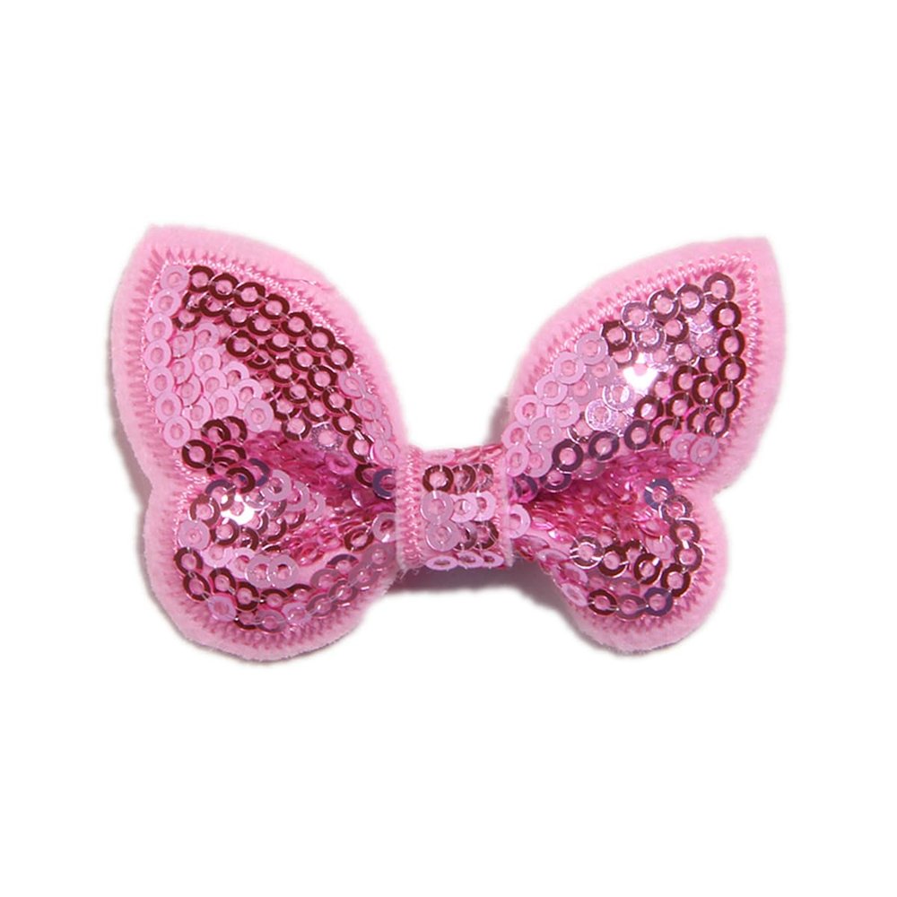 20Pcs 2.3" 6CM Mini Sequin Hair Bows For Headband Boutique Butterfly Shape Hair Bow For Headwear Accessories (20Pcs Pink, With No Clip)