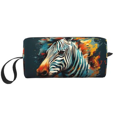 Abstract Animal Zebra print Travel Toiletry Pouch, Pencil Bag Canvas Makeup Bags, Multi-Purpose Cosmetic Bags with Zipper