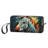 Abstract Animal Zebra print Travel Toiletry Pouch, Pencil Bag Canvas Makeup Bags, Multi-Purpose Cosmetic Bags with Zipper view 2