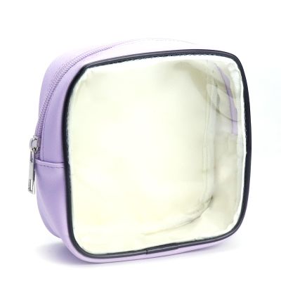 AGBIADD Clear Makeup Bag Travel Cosmetic Case Transparent Toiletry Bag with Zipper, Portable Make Up Organizer Traveling Compact Car Bag for Essentials (Purple)