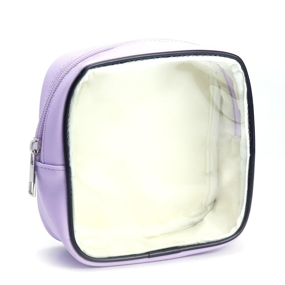 AGBIADD Clear Makeup Bag Travel Cosmetic Case Transparent Toiletry Bag with Zipper, Portable Make Up Organizer Traveling Compact Car Bag for Essentials (Purple)