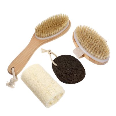 BAZEITFLOW 1set Bath Brush Exfoliating Body Scrubber Kit Pumice Stone for Gentle Skin Cleansing and Massage Essential Bathing Supplies for All Seasons