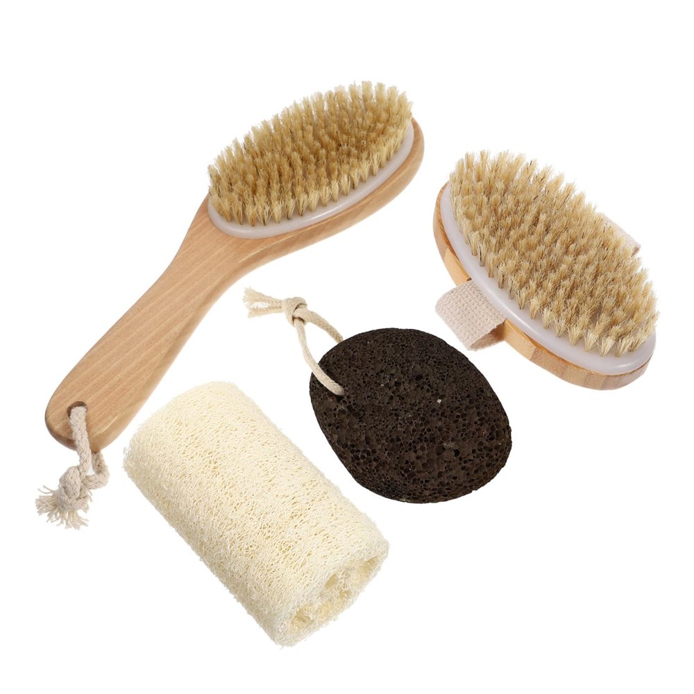 BAZEITFLOW 1set Bath Brush Exfoliating Body Scrubber Kit Pumice Stone for Gentle Skin Cleansing and Massage Essential Bathing Supplies for All Seasons