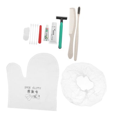 Anneome 1set Disposable Hotel Toiletries Disposable Toothbrushes Combs Care Kits Shower Caps Shoe Cloths and Random Colors and Homestay Supplies