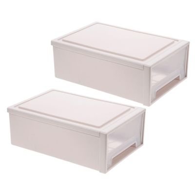 ARTIBETTER 2pcs Stackable Storage Drawer Organizers for Makeup and Clothes Plastic Desktop Storage Bins for Use Versatile Drawer Units Capacity