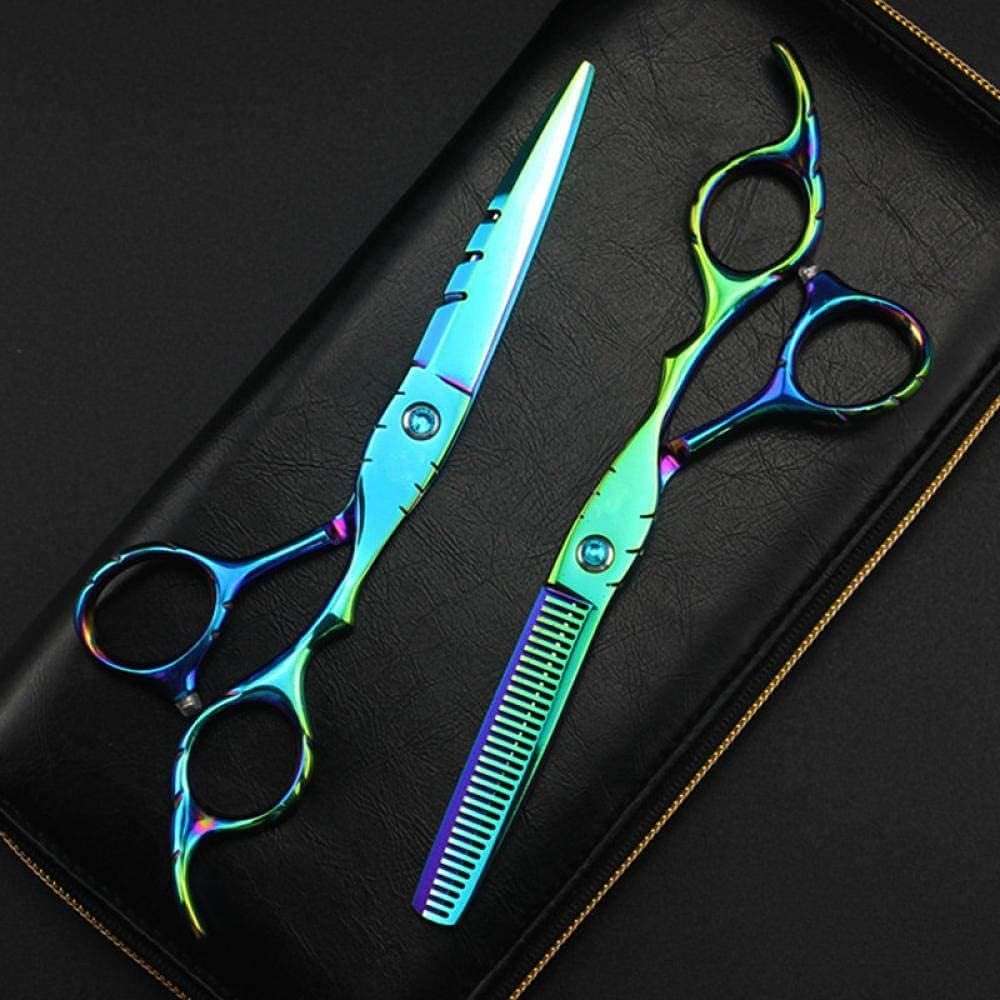 440c 6 inchgreen Cutting Barber Haircut thinning Shears Cut Scissor Hairdressing
