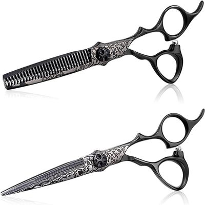 6 Inch Hairdresser Barber Hairdressing Shears Kit Steel Hair Cutting Thinning Texturizing Shears Set Black Grooming