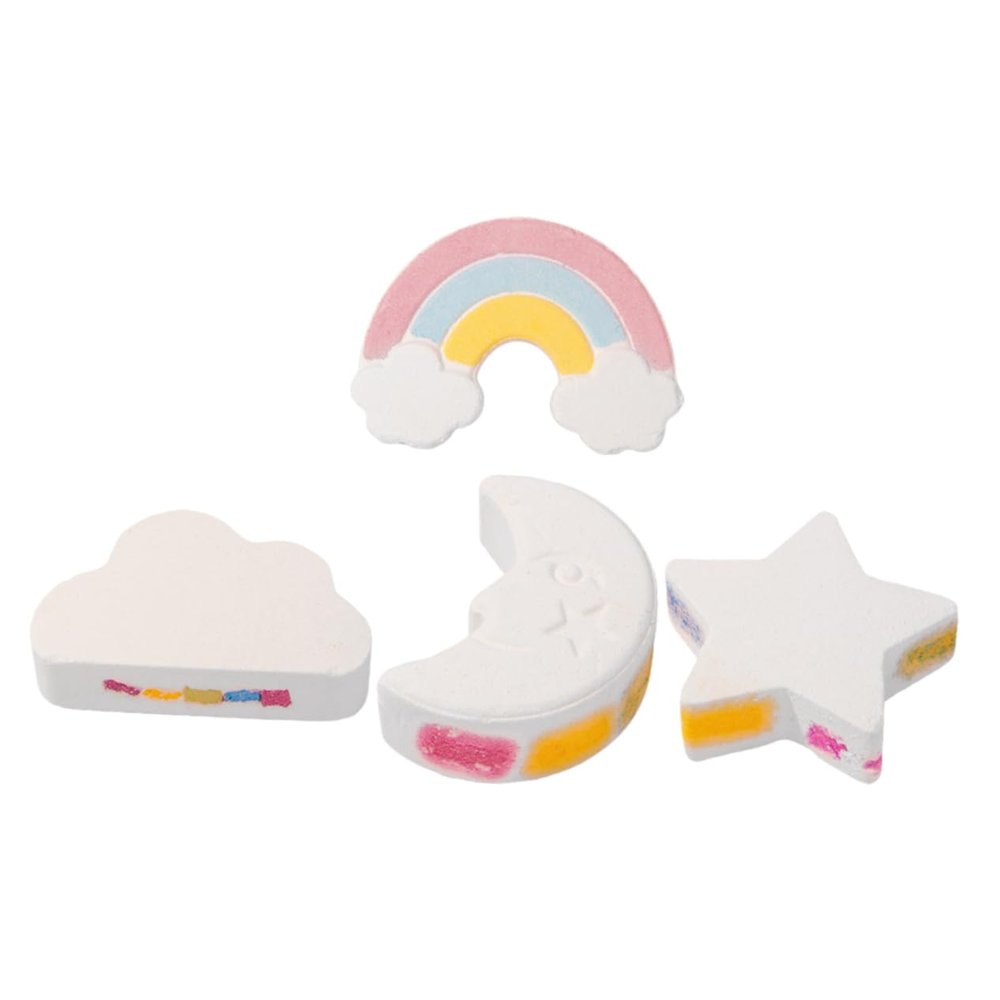 4Pcs Rainbow Cute Bubble Bath Balls with Natural Ingredients Relaxing Bath Salt for Shower and Bathing Bliss