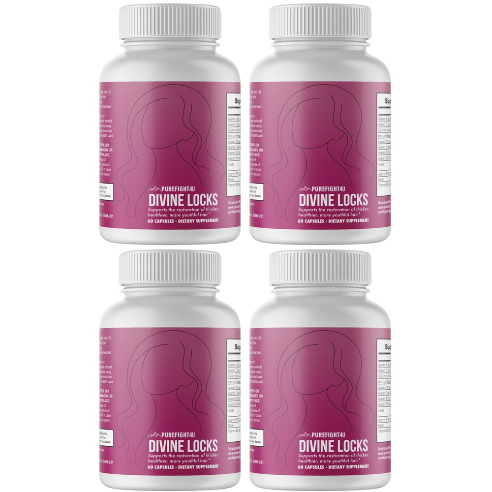 Divine Locks Complex Advanced Unique Hair Growth, Scalp Nourishment | Dietary Supplement | 4 Bottles