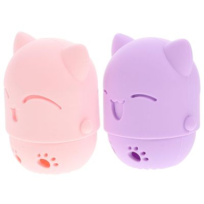 FRCOLOR 2pcs Makeup Sponge Storage Box Cute Silicone Holder for Beauty Sponges -drop Case for Home Travel Adorable Design for Beauticians