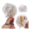 Hair Bun Synthetic Wavy Hair Bun, Claw Clip Ponytail Extension for Women Curly Hair Ponytail Clip In(Silver) view 2