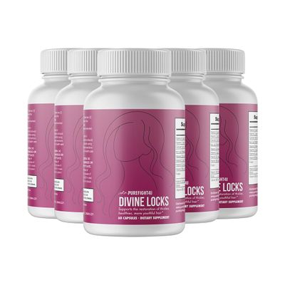 Divine Locks Complex Advanced Unique Hair Growth, Scalp Nourishment | Dietary Supplement | 5 Bottles
