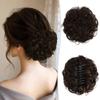 Hair Bun Human Hair Large Messy Bun with Claw Clip Wavy Curly Chignon Hair Extensions Curly Hair Ponytail Clip In(Brown) view 1