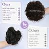 Hair Bun Human Hair Large Messy Bun with Claw Clip Wavy Curly Chignon Hair Extensions Curly Hair Ponytail Clip In(Brown) view 3
