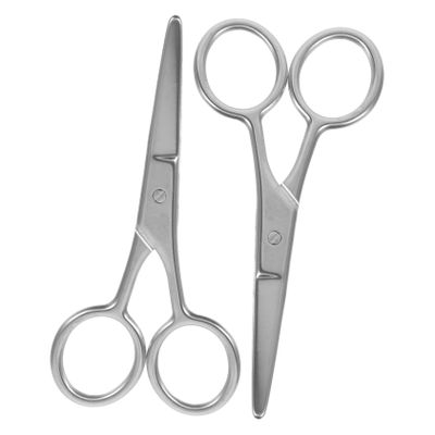 HAPINARY 2pcs Stainless Steel Eyebrow Scissors Rounded Tips for Safe Trimming of Eyebrows Nose Hair and Beards Compact Beauty Scissors Go Grooming