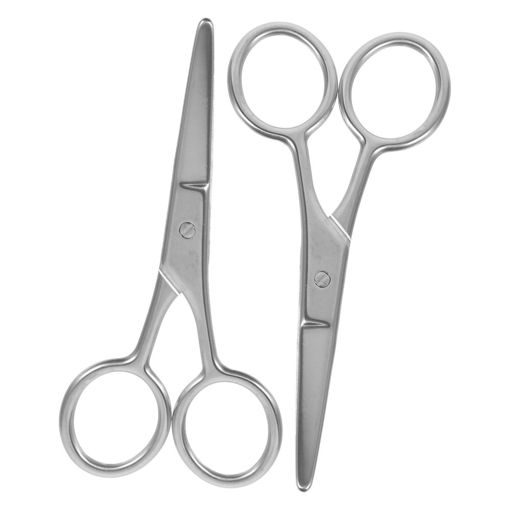 HAPINARY 2pcs Stainless Steel Eyebrow Scissors Rounded Tips for Safe Trimming of Eyebrows Nose Hair and Beards Compact Beauty Scissors Go Grooming
