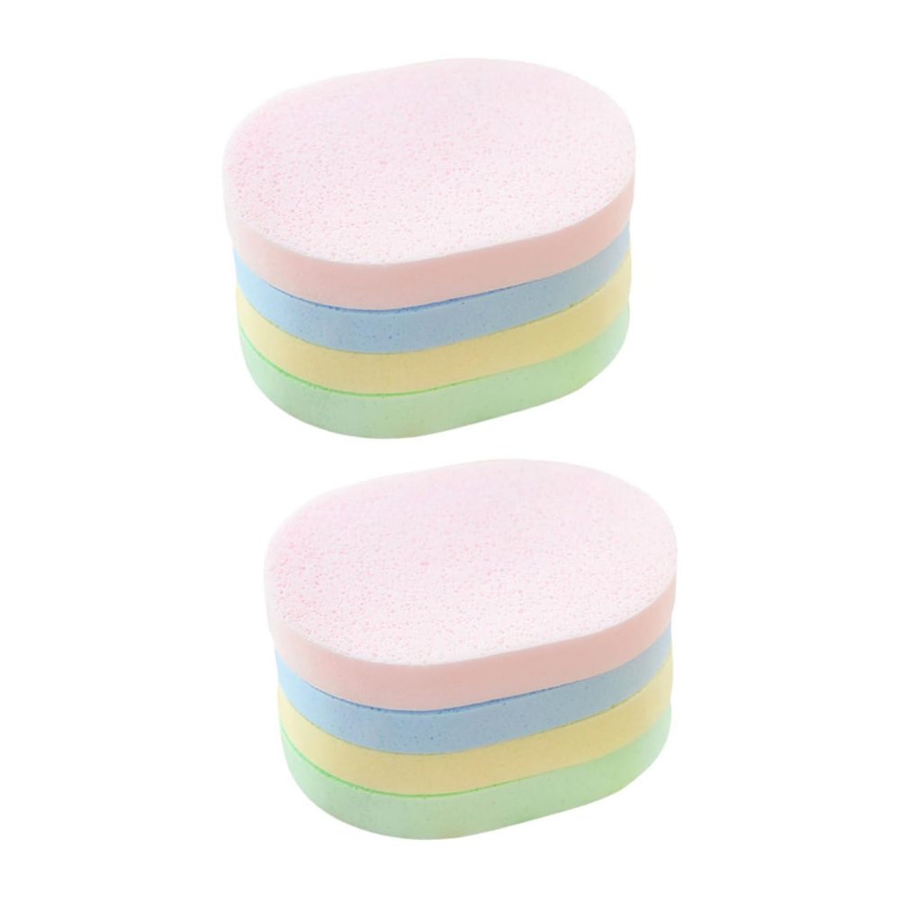 TOGEVAL 8pcs Facial Cleaning Sponges Random Color Makeup Removal Pads for Compact Face Wash Sponges for Daily Use Lightweight and Quick-drying Skin Care