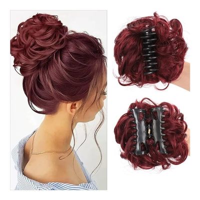 LPOCIKZADEC Messy bun Hair Piece, Secure Hair Bun Clip for Women - Updo Volumizer & Party Accessory,Hair bun Wig(Red)