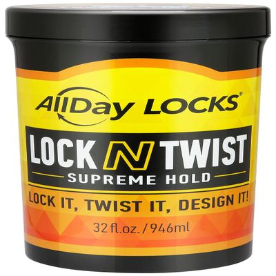 AllDay Locks Lock N Twist (Jar) | Supreme Hold, No Frizz or Flaking | Hydrating, Nourishing Locking Gel | Grape & Avocado-Infused | Lock & Twist Braids, Locks, Twists, Cornrows | 32 oz
