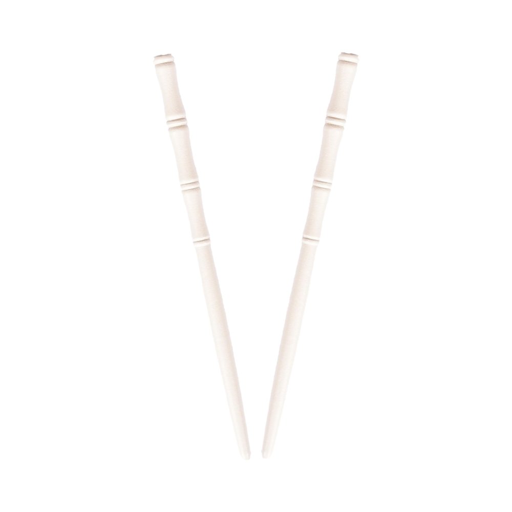 Carved Wooden Hair Sticks Set, Traditional Hair Chopsticks, 7 inches, 2 Pack, Vintage Style (White)