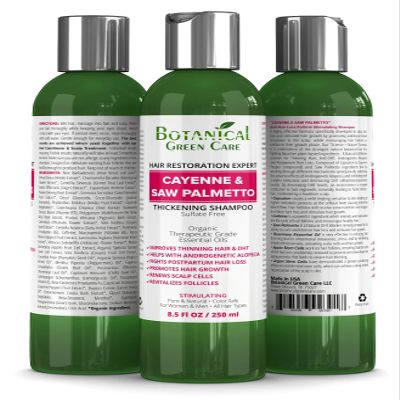 Botanical Green Care Hair Growth Shampoo Duo Saw Palmetto + Rosemary & Lemongrass Hair Loss & Thickening Set for Men & Women Sulfate-Free