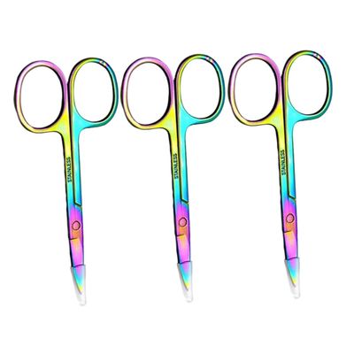 Happyyami 3pcs Eyebrow Trimmer Scissors Eyebrow Shears Stainless Steel for Grooming Lightweight Portable