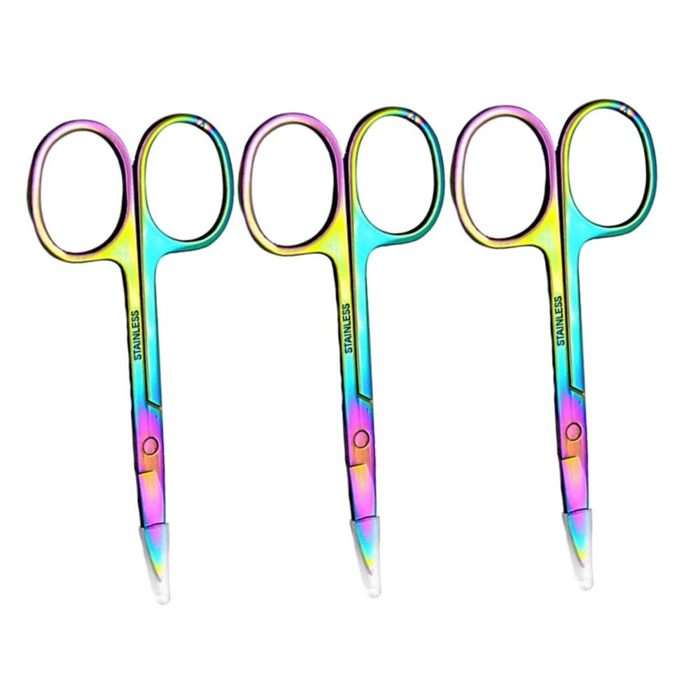 Happyyami 3pcs Eyebrow Trimmer Scissors Eyebrow Shears Stainless Steel for Grooming Lightweight Portable
