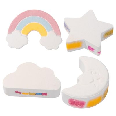 KOMBIUDA Rainbow Explosion Shower Bombs Set 4Pcs Skin-Friendly Bombs Essential Oils for Relaxing Bubble Bath for Personal Spa