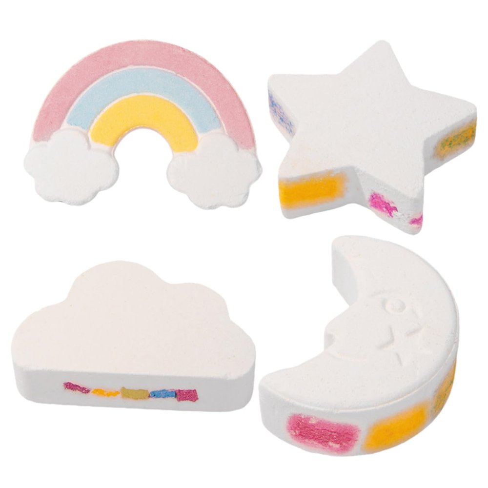 KOMBIUDA Rainbow Explosion Shower Bombs Set 4Pcs Skin-Friendly Bombs Essential Oils for Relaxing Bubble Bath for Personal Spa