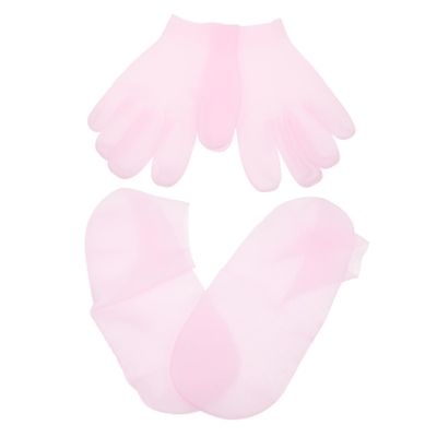 PACKOVE 2pairs Gel Moisturizing Socks and Gloves Overnight Hydration Elasticity Nonslip Honeycomb Bottom for Spa and Travel