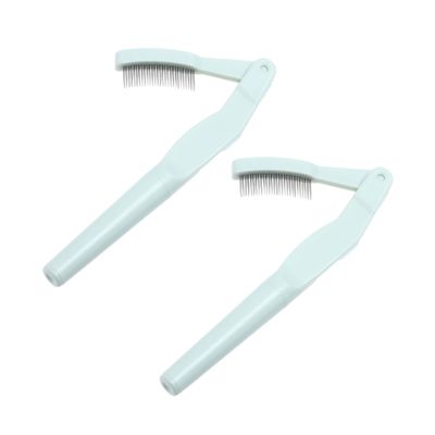 TOGEVAL Stainless Steel Foldable Eyelash Comb 2-Piece Makeup Tool for Women Portable Eyelash Grooming Brush Protective Case Random Color