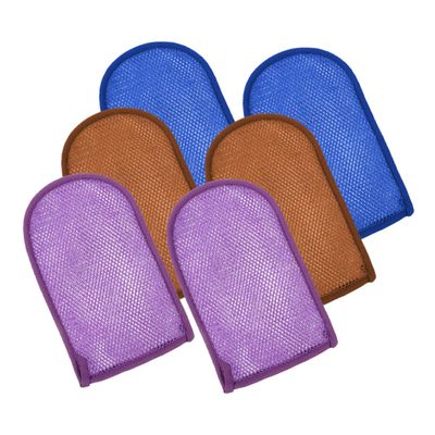 WOONEKY 6pcs Soft Skin Brush Gloves Bath Mittens Exfoliating Mittens for Shower