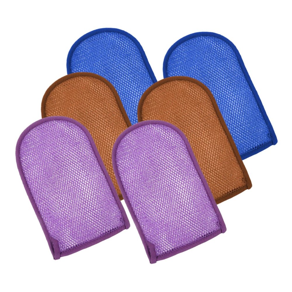 WOONEKY 6pcs Soft Skin Brush Gloves Bath Mittens Exfoliating Mittens for Shower