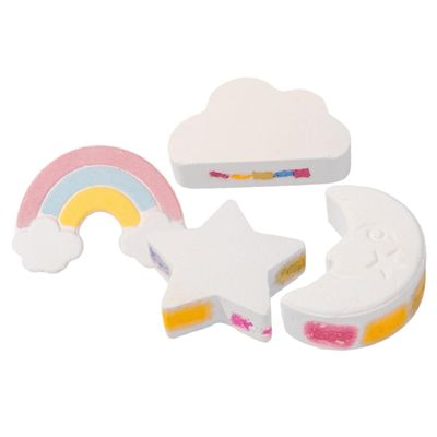 COLLBATH Rainbow Explosion Bath Salt Balls Set 4Pcs Colorful Cloud and Star Bath Salt Balls Essential Oils for Boys and Girls and Adults