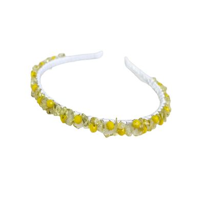 Yellow Quartz summer headband, Beach wedding beaded hair crown, Yellow crystals headpiece, Summer wedding stones hair accessories, Bling gemstones bridal hair piece, Women thin headband for Prom, Bridesmaid hair jewelry, Beach tiara crown (Design #5)